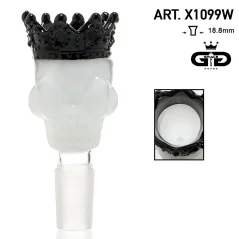 Skleněný kotlík Grace Glass Skull 18,8mm, bílý