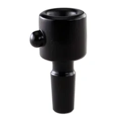Černý skleněný kotlík Black Leaf s bočním výstupkem proti odkutálení, pohled z boku
