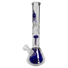 Bong sklo Black Leaf Flaming Skull 6-Arm 45cm, modrý