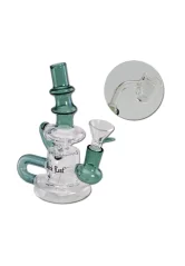 Bong sklo Bubbler Black Leaf Oil 16cm, mořská zelená