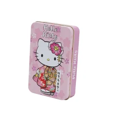 Růžová plechová krabička G-Rollz Hello Kitty s motivem Kitty v kimonu a sakurovými květy na víku