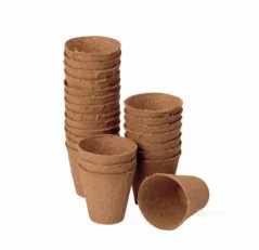Kulaté rozložitelné květináčky Jiffy Pots 8x8 cm z hnědého vlákna ve stozích