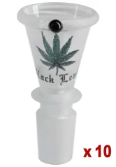 Skleněný kotlík Black Leaf kužel velký 14,5mm, mléčný
