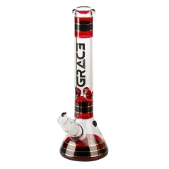 Bong sklo Grace Glass Striped 42cm, červený