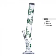 Bong sklo Bullet zelené listy 46cm