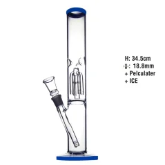 Bong sklo Bullet 4-Arm Perco 35cm, modrý