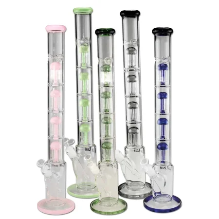 Bong sklo Black Leaf Skyscraper 4x 8-Arm 58cm, modrý