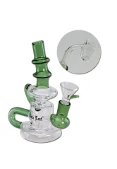 Bong sklo Bubbler Black Leaf Oil 16cm, zelený