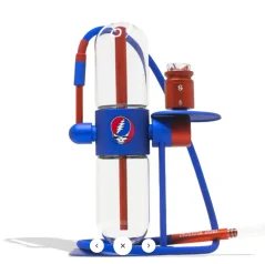 Gravity bong Stündenglass 360° Grateful Dead – sklo, modro-červený hliník, logo Stealie