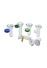 Skleněný kotlík Black Leaf s rukojetí 14,5mm s otvorem 8mm, barevný mix