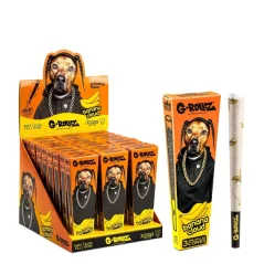 Oranžová balení G-Rollz Pop Cones Pets Rock Banana Cloud s motivem psa, vedle rozbalená dutinka s potiskem banánů