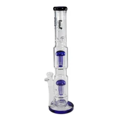 Bong sklo Black Leaf 2x10-Arm 46cm 5mm, modrý