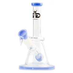 Skleněný bong Grace Glass Beaker Dome Perco s modrým náustkem, kotlíkem a základnou, čelní pohled