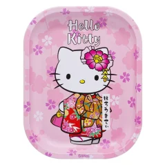 Růžový plechový balicí tácek G-Rollz s Hello Kitty v květovaném kimonu a motivem sakur