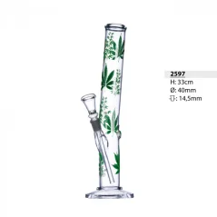 Bong sklo Bullet zelené listy 33cm