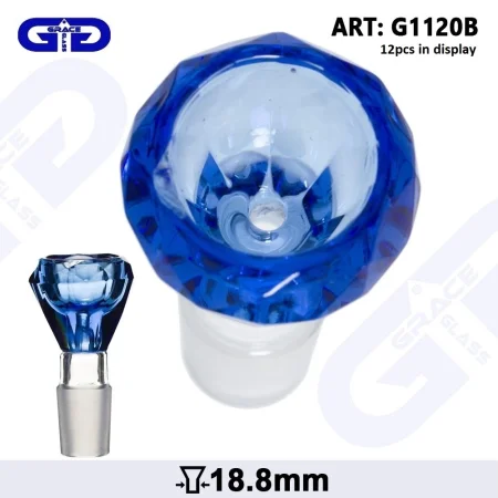 Skleněný kotlík Grace Glass Diamant 18,8mm modrý