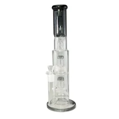 Bong sklo Black Leaf 2x Drum+Splash 41cm 5mm, šedý