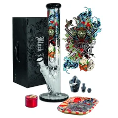 Bong sklo Black Leaf Ronin and Geisha 40,5cm 7mm v kufru